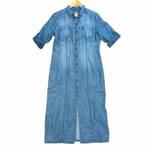 G-Shock Blue Button-Down Maxi Dress